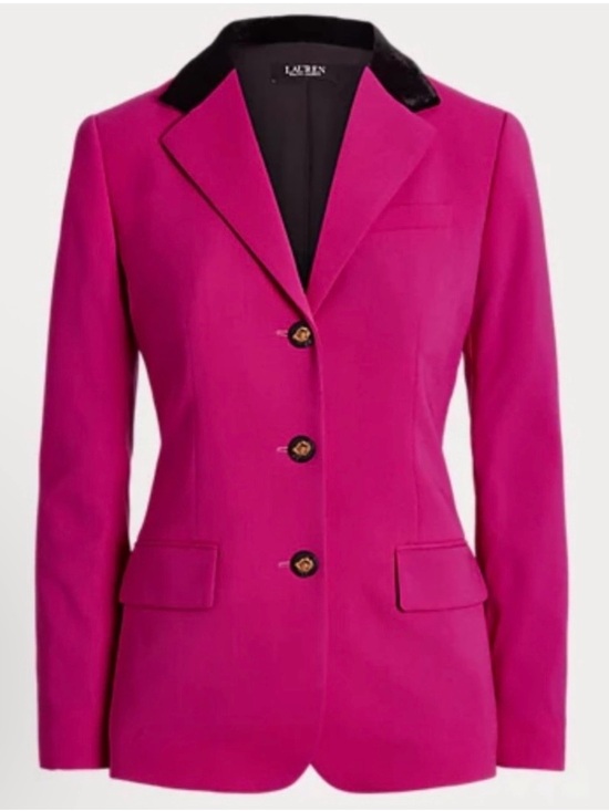 Lauren Ralph Lauren Jackets & Blazers - Lauren Ralph Lauren Fuchsia Pink Blazer with Black Velvet Collar - Sz 14